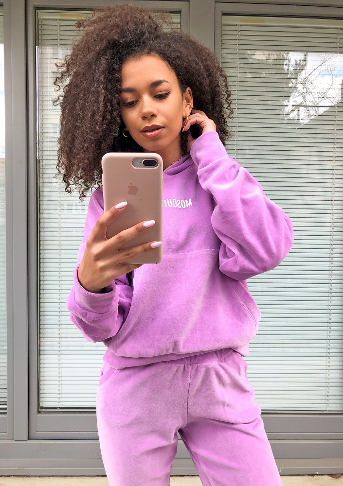 Bluza welur z kapturem