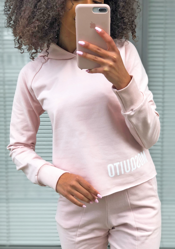 Bluza bawełniana z kapturem pastel Pudrowa ILM