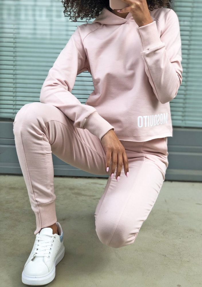 Bluza bawełniana z kapturem pastel Pudrowa ILM