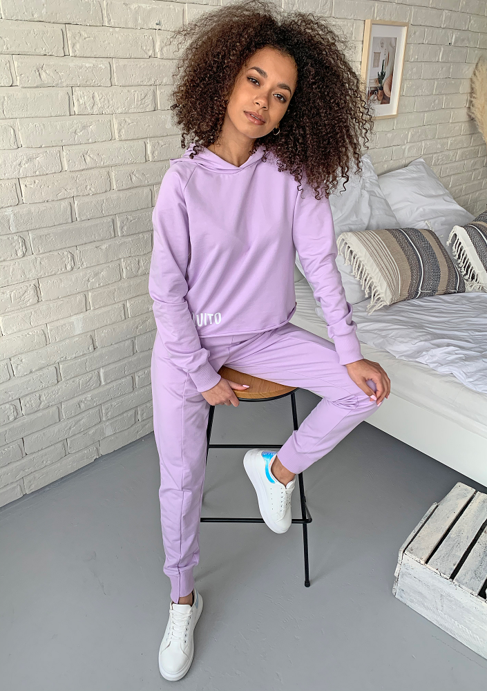 Bluza bawełniana z kapturem pastel Lila ILM