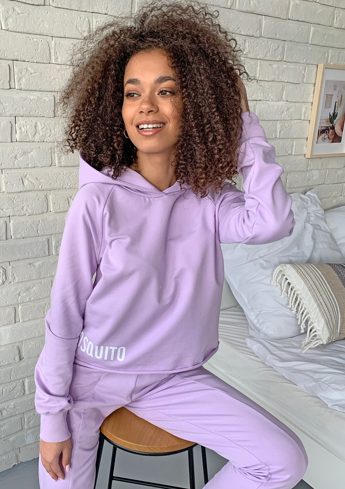 Bluza bawełniana z kapturem pastel Lila ILM