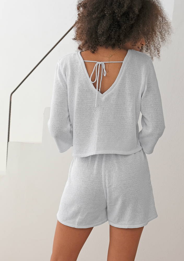 Szorty o splocie dzianym z bawełny  ILM A001 Białe