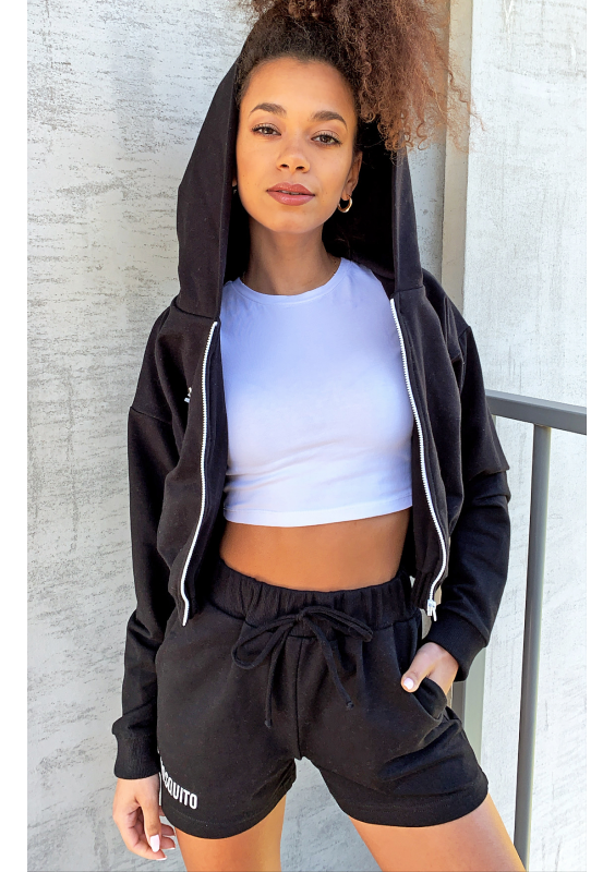 Bluza dresowa na zamek z kapturem Czarna