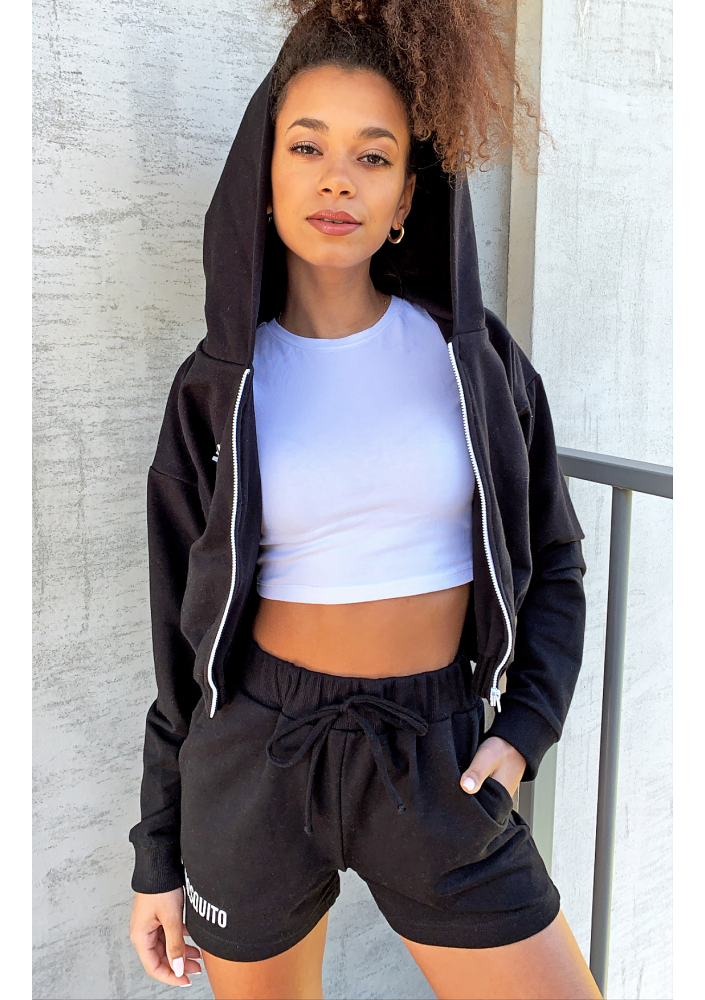 Bluza dresowa na zamek z kapturem Czarna