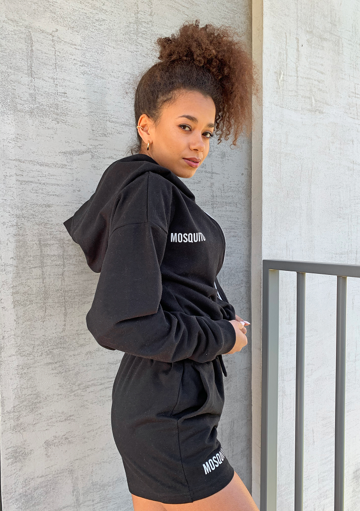 Bluza dresowa na zamek z kapturem Czarna