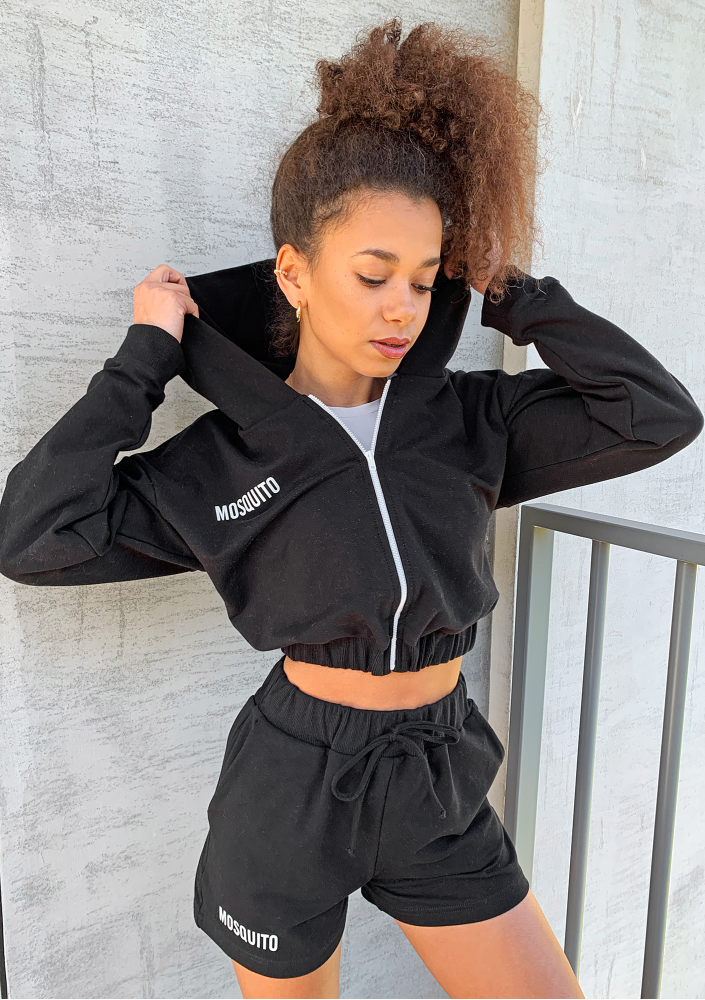 Bluza dresowa na zamek z kapturem Czarna