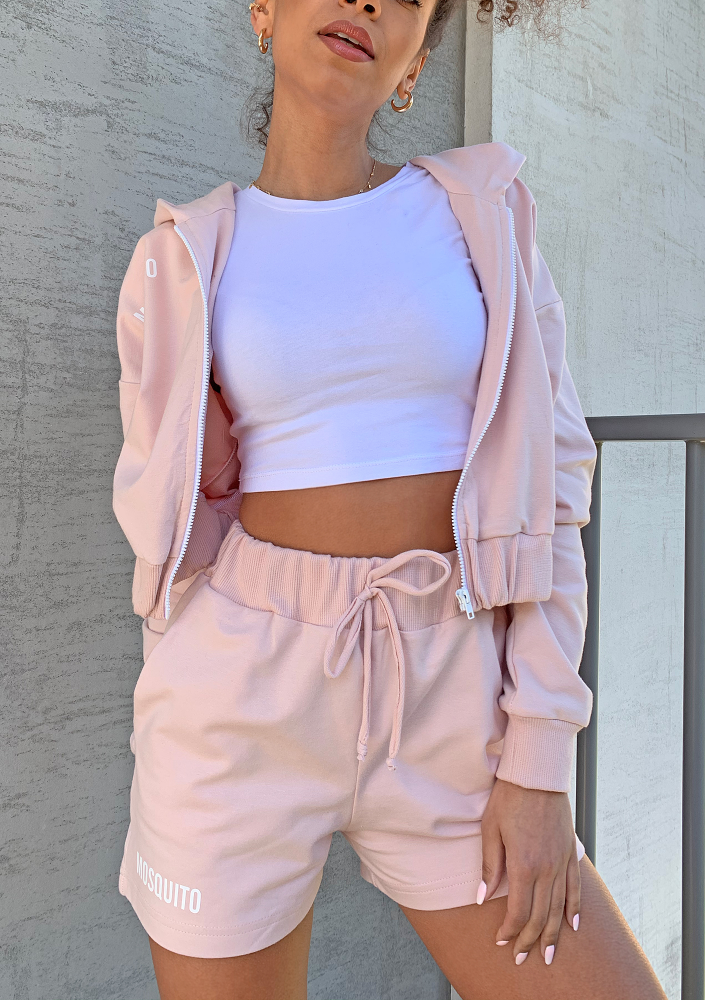 Szorty dresowe z bawełny Pudrowe