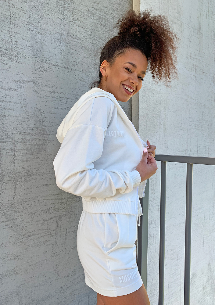 Bluza dresowa na zamek z kapturem Ecrue