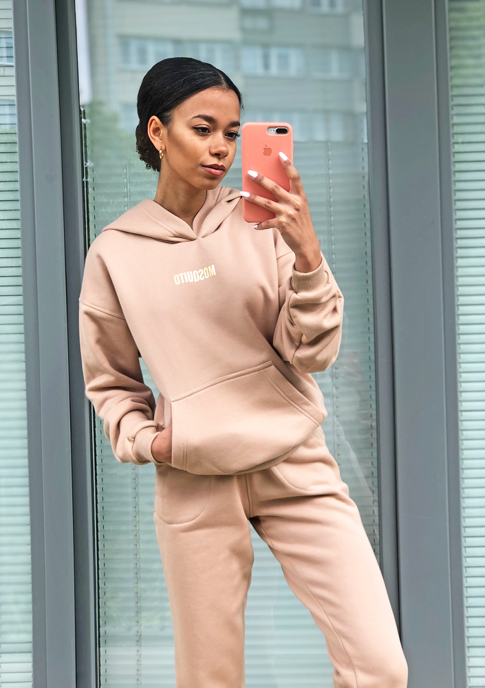 Bluza z kieszenią i kapturem Beżowa ILM