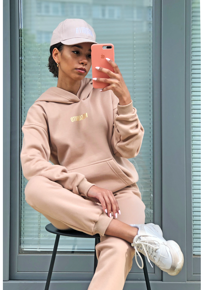 Bluza z kieszenią i kapturem Beżowa ILM