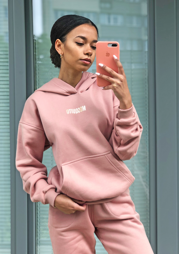 Bluza z kieszenią i kapturem Pudrowa ILM