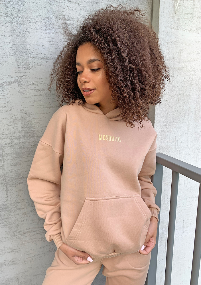 Bluza z kieszenią i kapturem Beżowa ILM