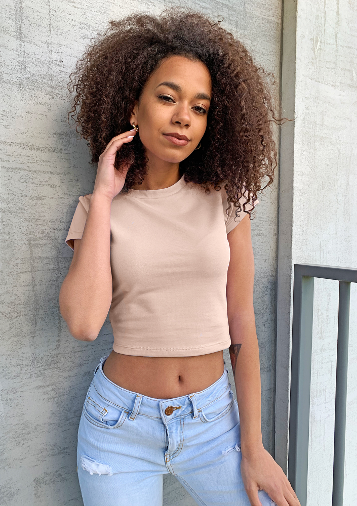 Krótki bawełniany top  Beżowy ILM