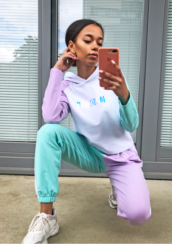 Spodnie z łączonych kolorów Miętowe ILM