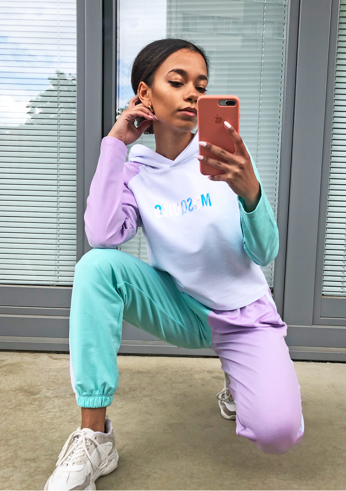 Spodnie z łączonych kolorów Miętowe ILM