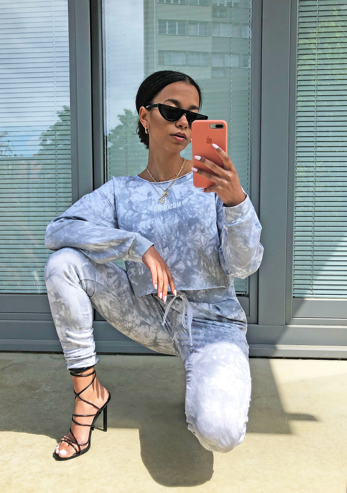 Spodnie z efektem sprania Szare ILM