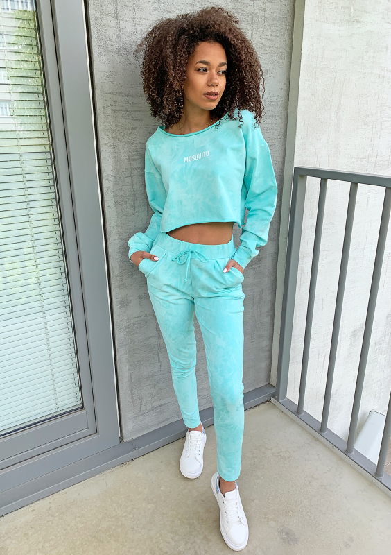 Spodnie z efektem sprania Miętowe ILM