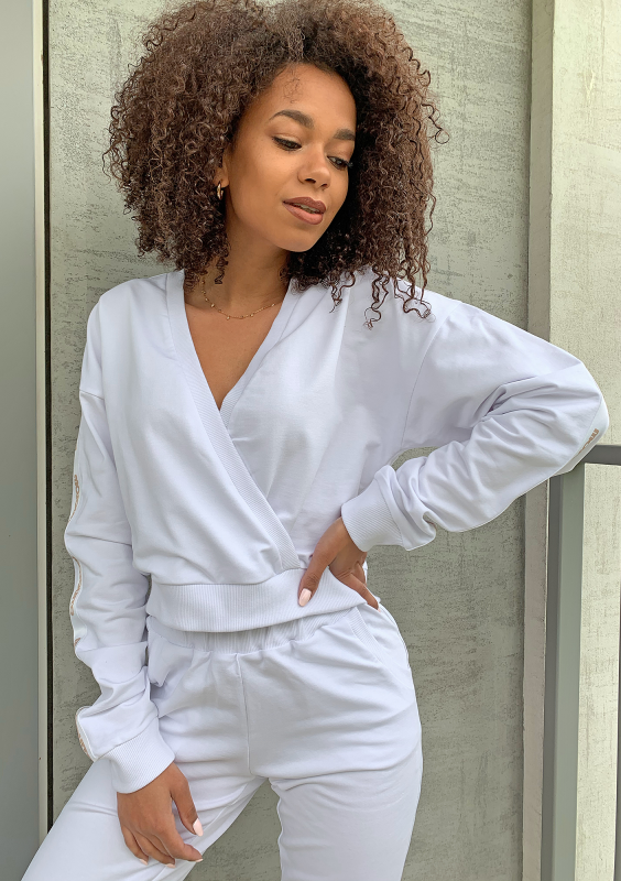 Kopertowa bluza z lampasem Biała ILM