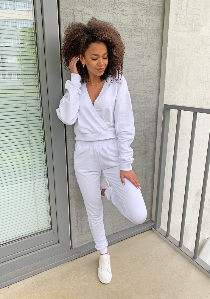 Kopertowa bluza z lampasem Biała ILM