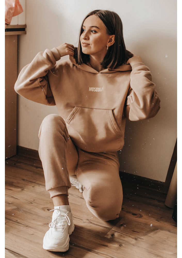 Bluza z kieszenią i kapturem Beżowa ILM