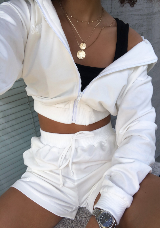 Bluza dresowa na zamek z kapturem Ecrue