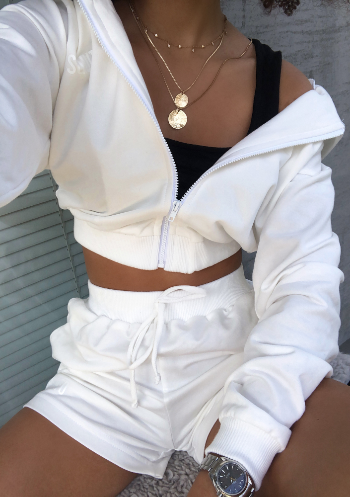 Bluza dresowa na zamek z kapturem Ecrue