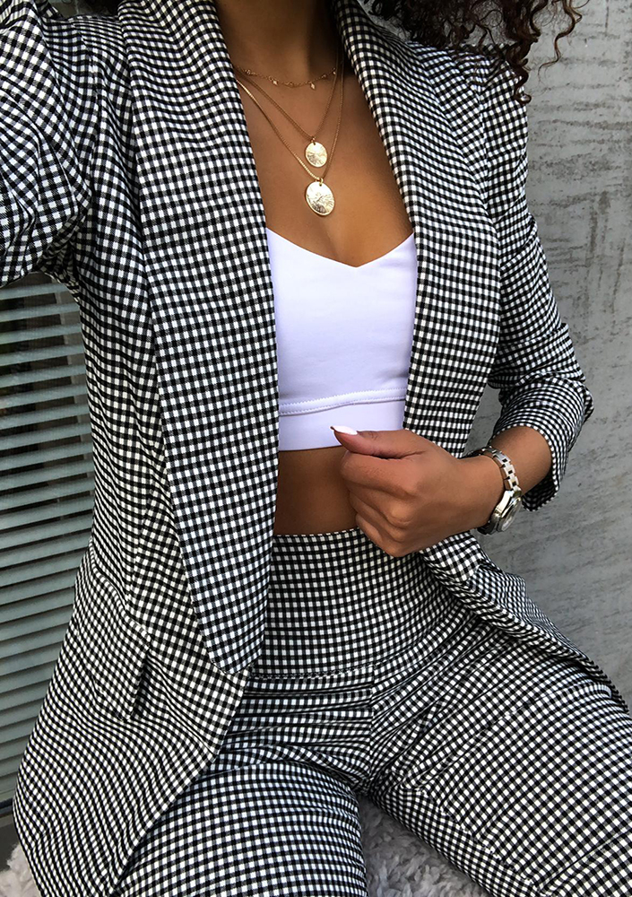 Marynarka w kratkę Vichy beżowa