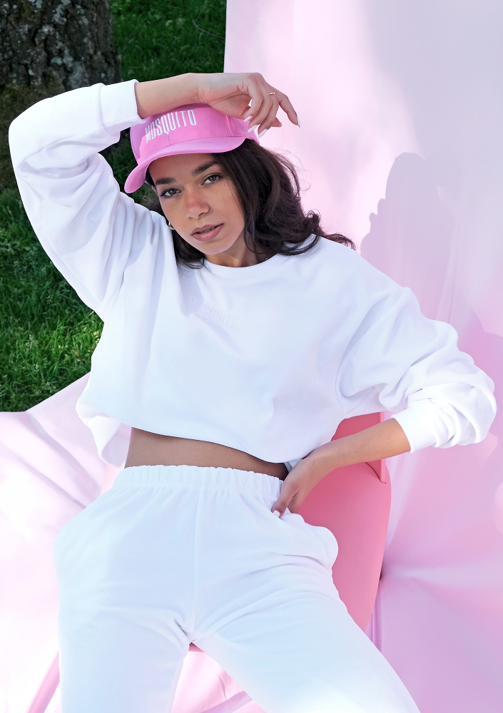 Bluza z weluru z haftowanym logo Biała ILM