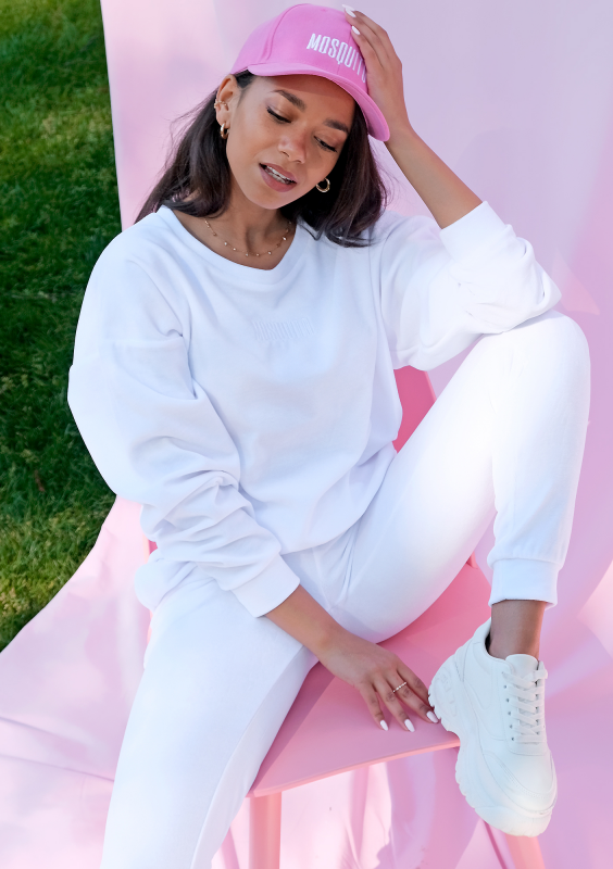 Bluza z weluru z haftowanym logo Biała ILM