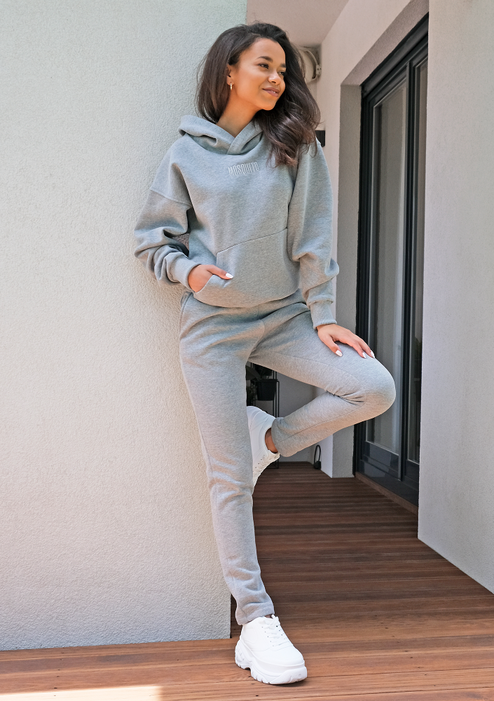 Bluza Kangurka z haftowanym logo Szara ILM