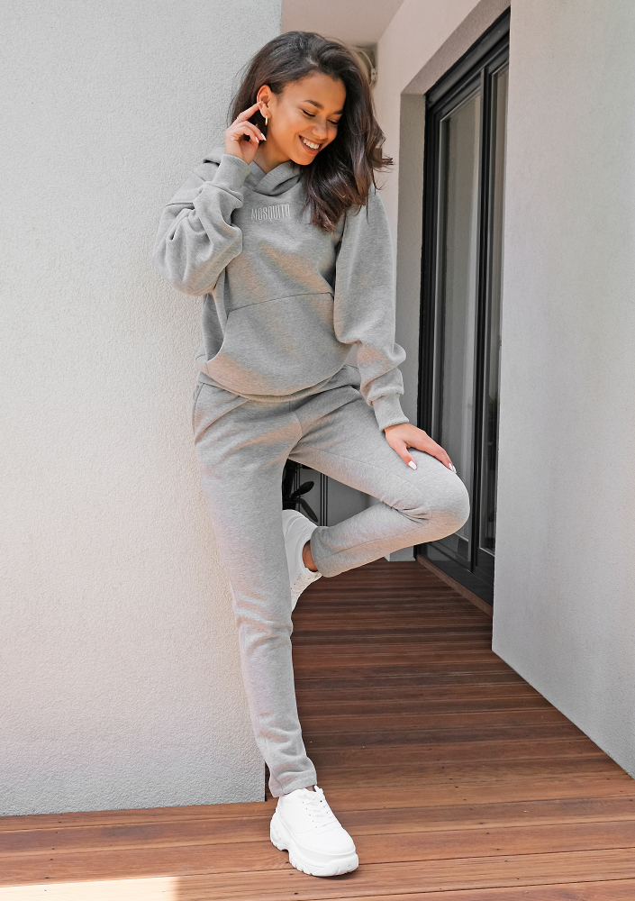 Bluza Kangurka z haftowanym logo Szara ILM