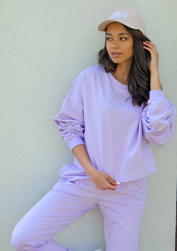 Bluza o luźnym kroju z haftowanym logo Lila ILM