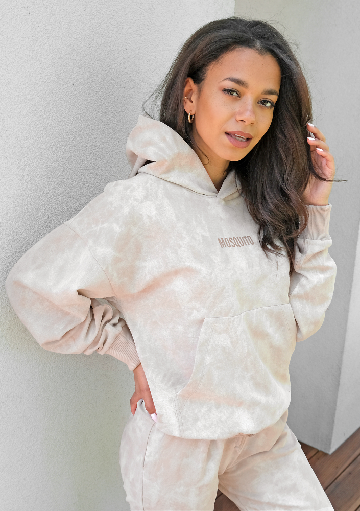 Bluza kangurka z efektem sprania beżowa ILM