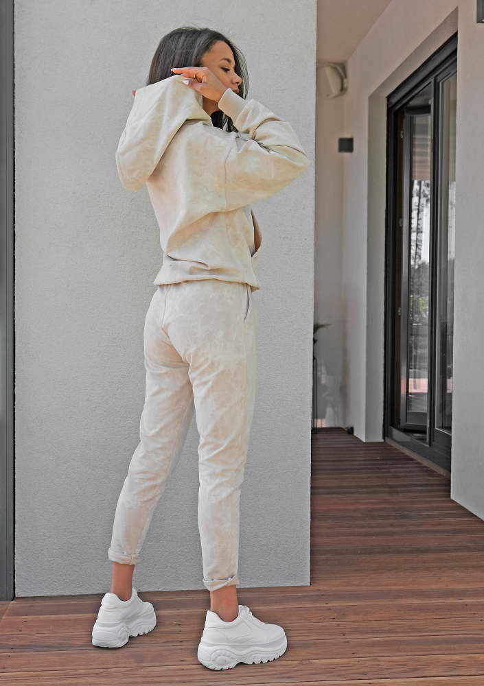 Bluza kangurka z efektem sprania beżowa ILM