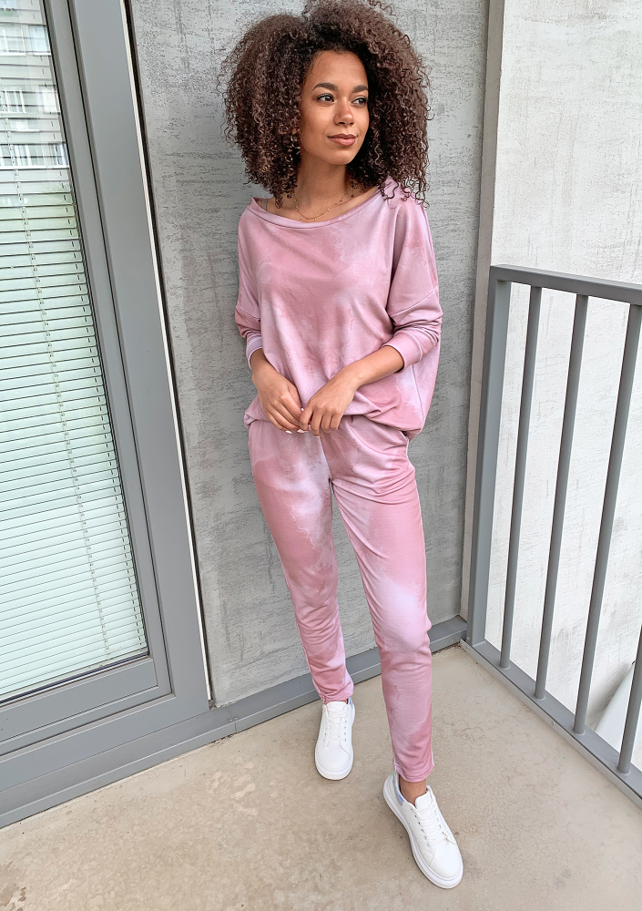 Komplet z efektem odbarwienia beżowy