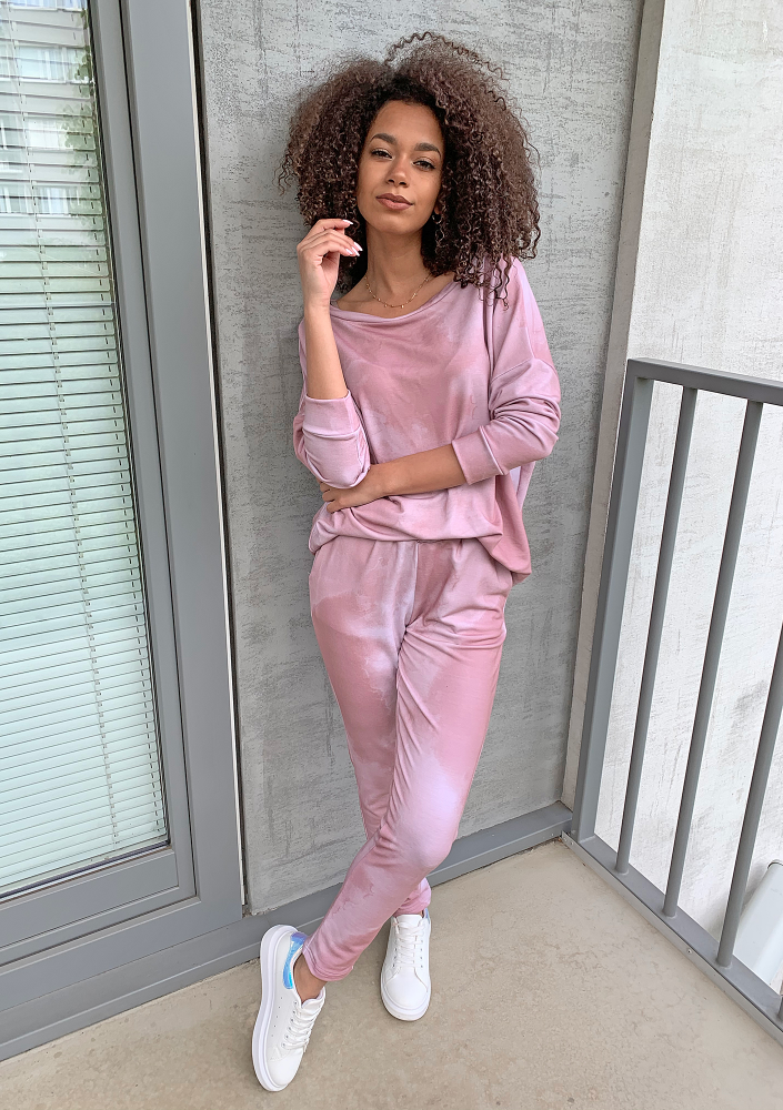 Komplet z efektem odbarwienia beżowy