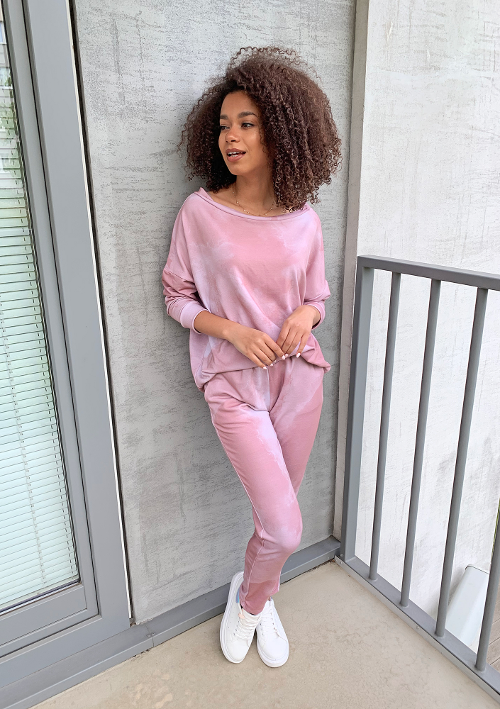 Komplet z efektem odbarwienia beżowy