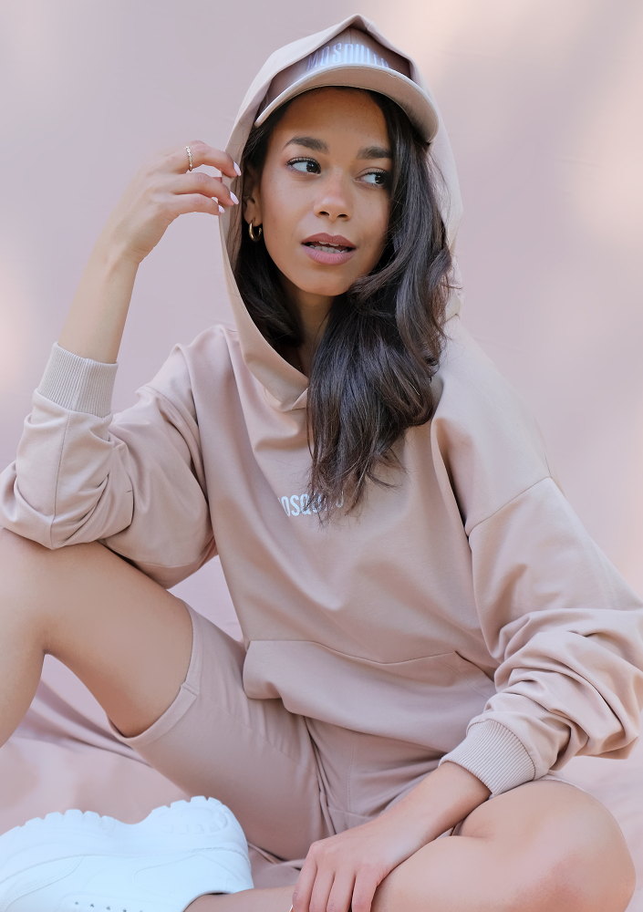 Bawełniana bluza kangurka warm taupe ILM