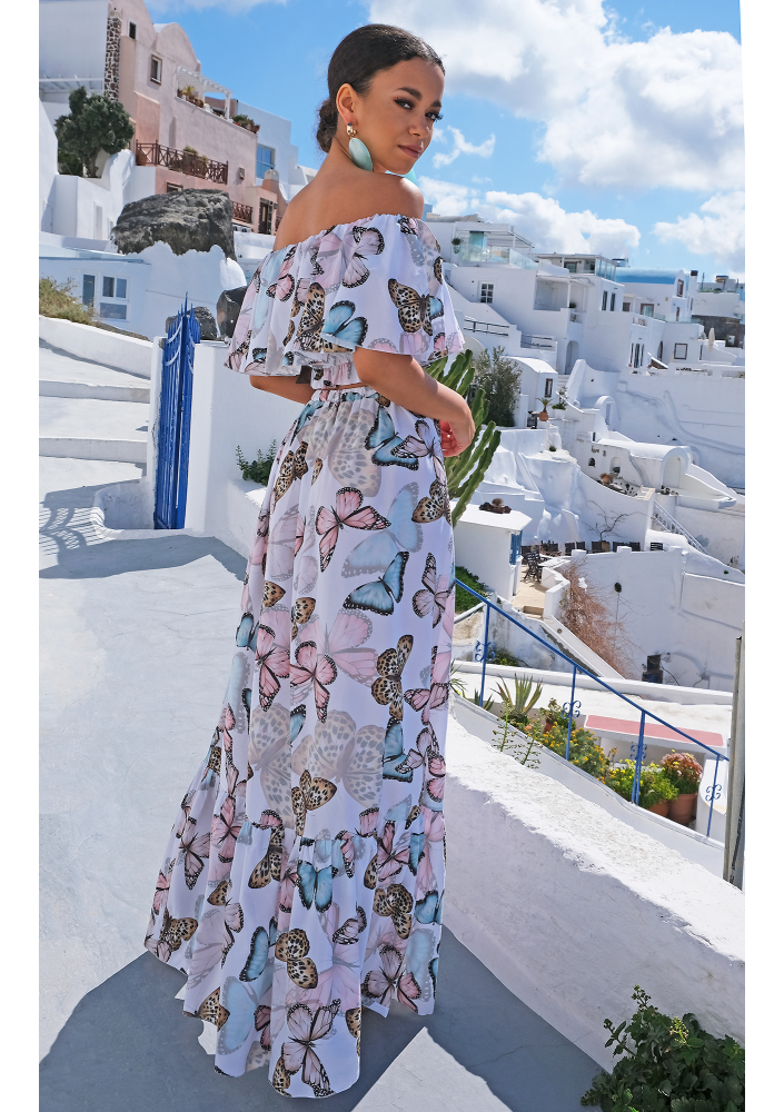 Komplet ze spódnicą maxi butterflay white