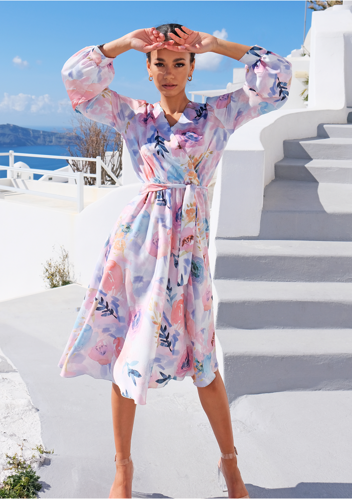 Sukienka w długości midi Satin flowers