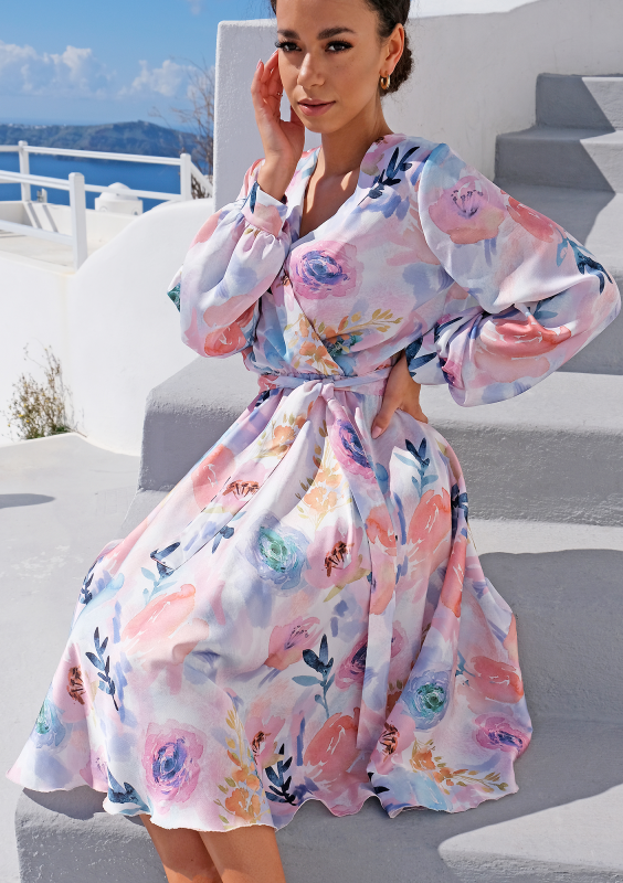 Sukienka w długości midi Satin flowers