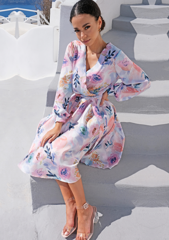 Sukienka w długości midi Satin flowers