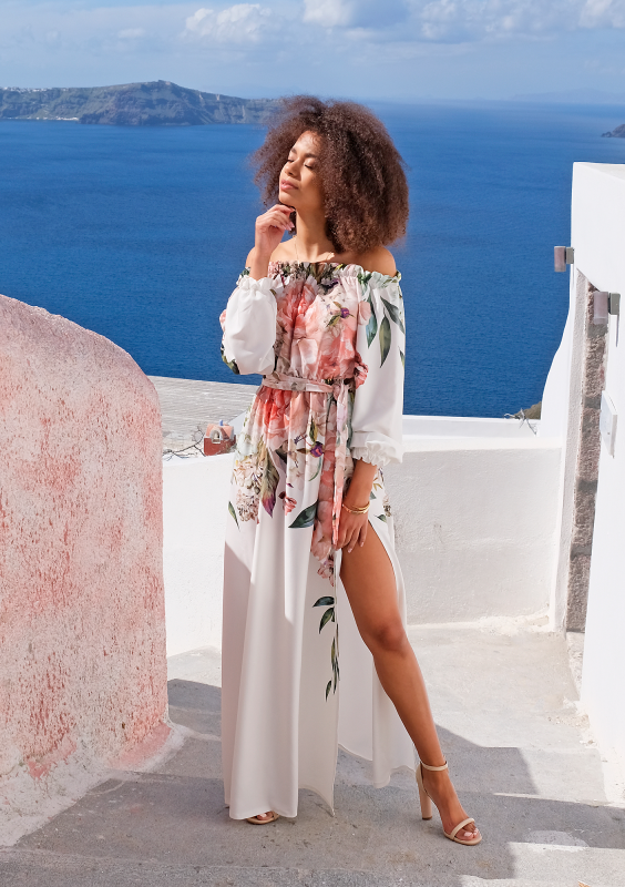 Sukienki maxi z kwiatowym borderem