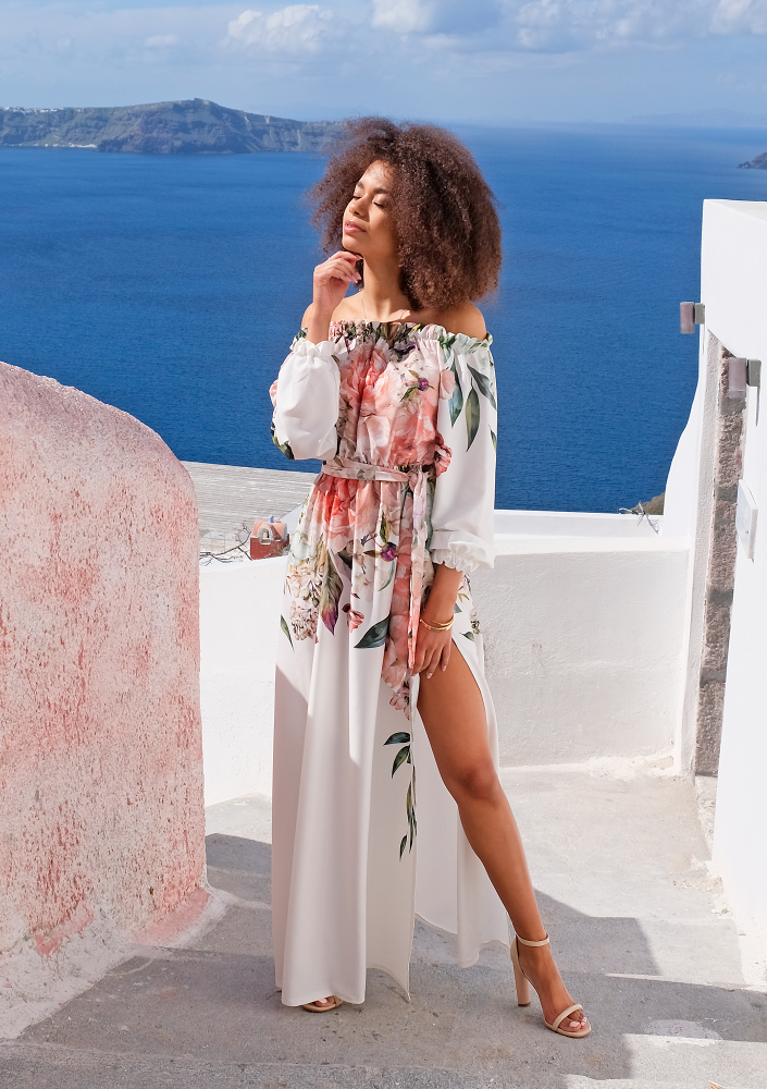 Sukienki maxi z kwiatowym borderem