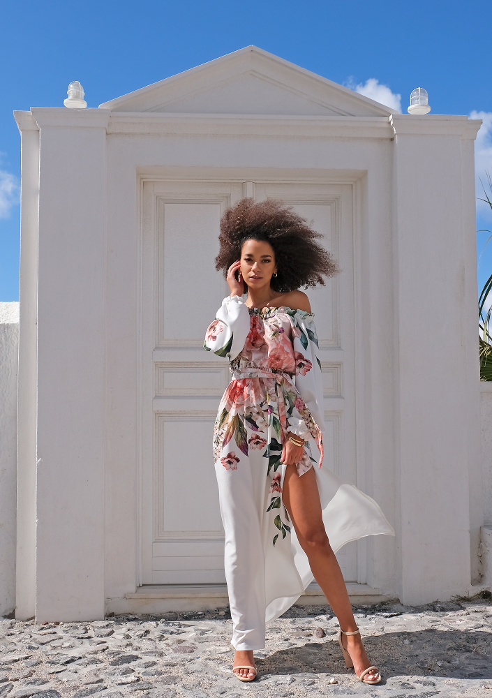 Sukienki maxi z kwiatowym borderem