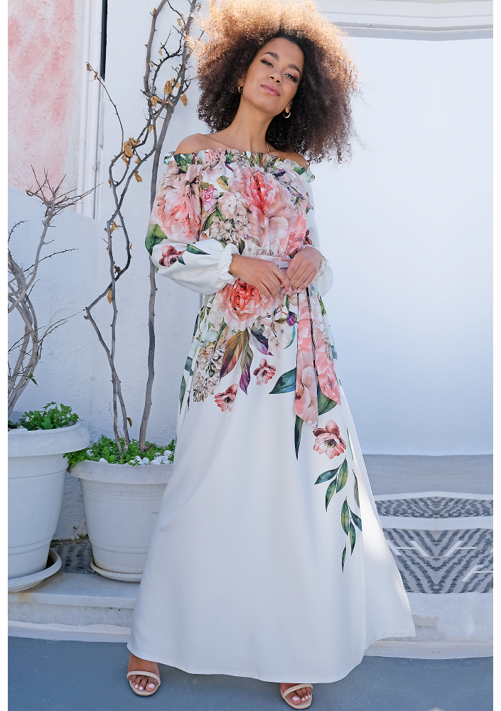 Sukienkia maxi z kwiatowym borderem