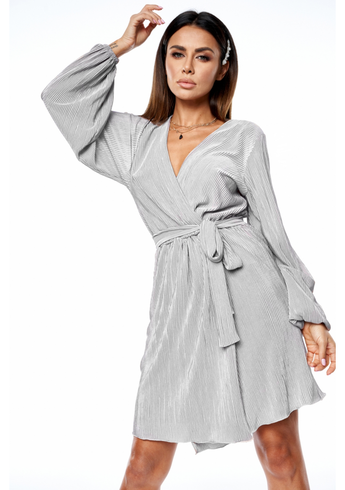 Kopertowa sukienka plisowana Silver