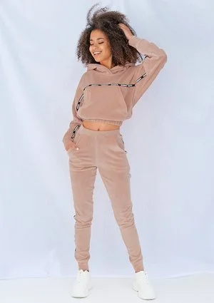 Bluza velvet z lampasami Beżowa ILM