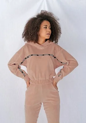 Bluza velvet z lampasami Beżowa ILM