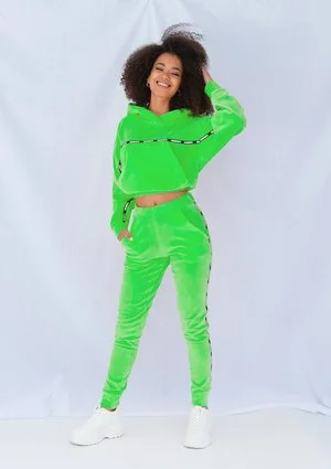 Bluza velvet z lampasami Neon limonka ILM
